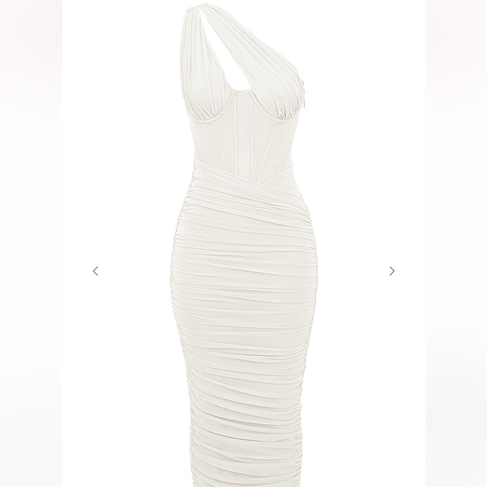 House of CB One Shoulder White Dress